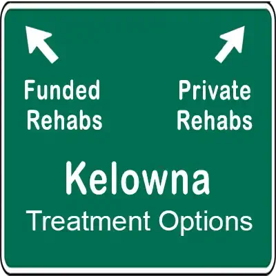 Road sign indicating funded and private rehabs.