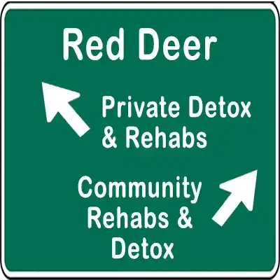  A sign for Red Deer detox and rehab.